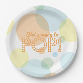 Peach Blue Orange Bubbles Bereit zum Pop Babydusch Pappteller