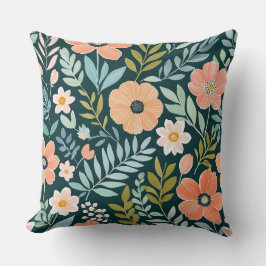 Peach, Blue und Green Boho Whimsical Kissen