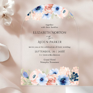 Peach Blue Wedding Collection Acryleinladungen