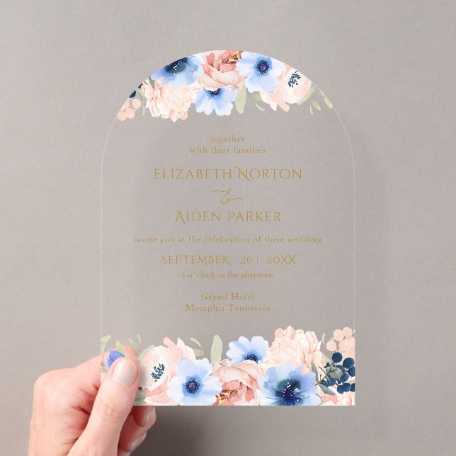 Peach Blue Wedding Collection Acryleinladungen (Insitu (Handheld))
