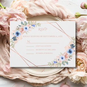 Peach Blue Wedding Collection RSVP Karte