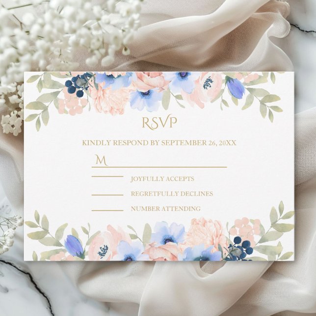 Peach Blue Wedding Collection RSVP Karte (Peach Blue Wedding Collection RSVP Card)