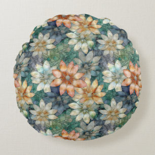 Peach Blue White Green Rundes Kissen