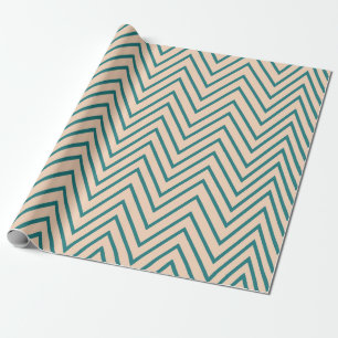 Peach Blue Zickzack Stripe Geschenkpapier