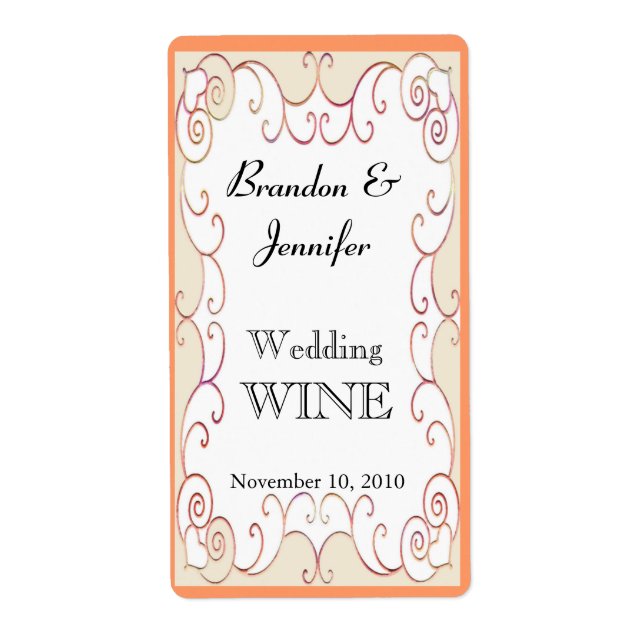 Peach Blüh Wedding Mini Wine Labels (Vorne)