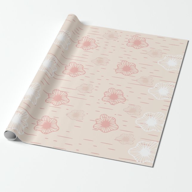 Peach-Blume Abstraktes Geschenkpapier (Ungerollt)