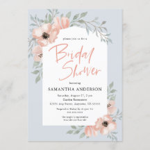 Peach Blume Dusty Blue Handgeschriebenes Brautpart