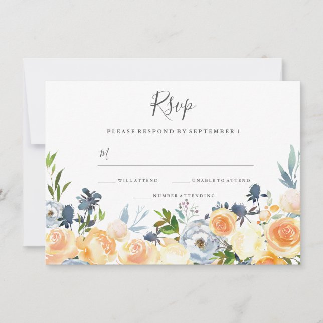 Peach Blume Elegante Hochzeit einladen UAWG Einladung (Vorderseite)