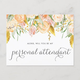 Peach Blume Gold Foil ist mein persönlicher Betreu Einladungspostkarte