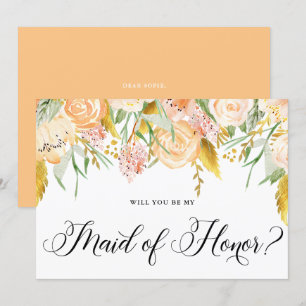 Peach Blume Gold werden Sie meine Trauzeugin sein Einladung