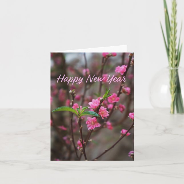 Peach Blume Hoa Đào Happy Neujahr Xuan auf Ty Karte (Vorderseite)
