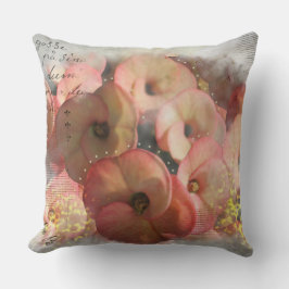 Peach Blume Mix Media Kissen