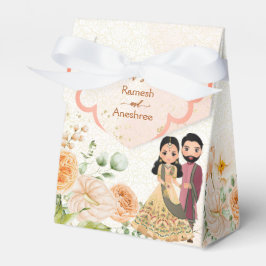 Peach Blume niedlich indisches Brautpaar angepasst Geschenkschachtel