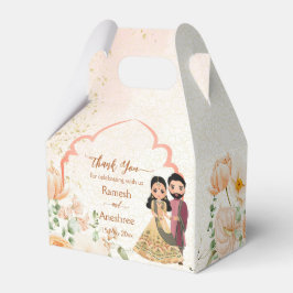 Peach Blume niedlich indisches Brautpaar angepasst Geschenkschachtel