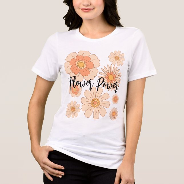 Peach Blume Power Chich Boho Blume Tri-Blend Shirt (Vorderseite)