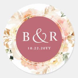 Peach Blush and Burgundy Wedding Envelope / Gefall Runder Aufkleber