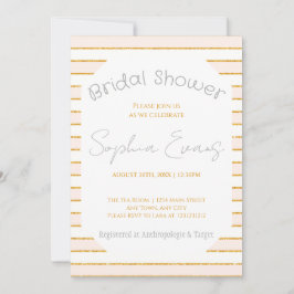 Peach Blush and Gold Striping Brautparty Einladung