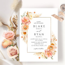 Peach Blush Cream Champagne Floral Elegante Hochze