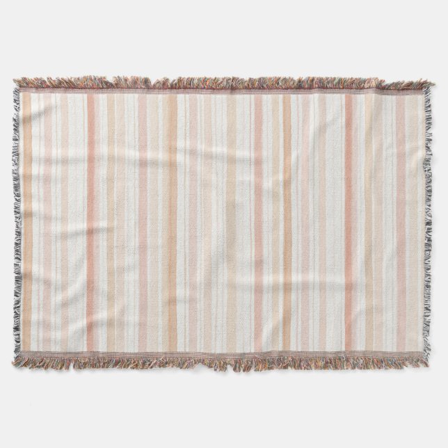 Peach Blush Cream Stripes Decke (Vorderseite)