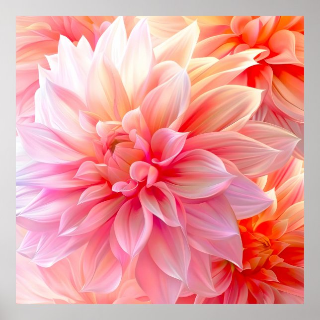 Peach Blush Dahlia Blossom Poster (Vorne)