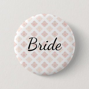 Peach Blush Damask Brie Button