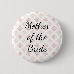 Peach Blush Damask Mutter der Braut Button
