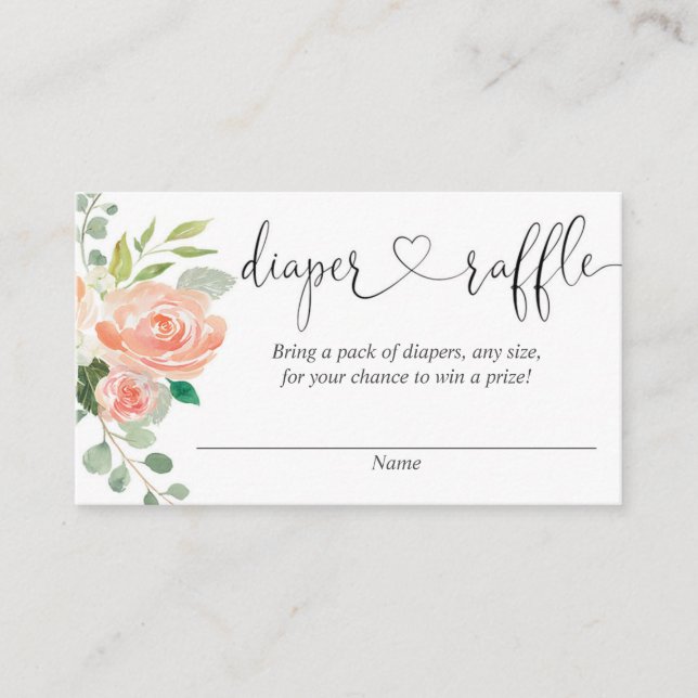 Peach blush fille baby shower cartes de tombola de (Devant)