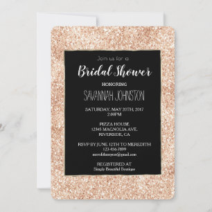 Peach Blush Gold Glitzer Einladung