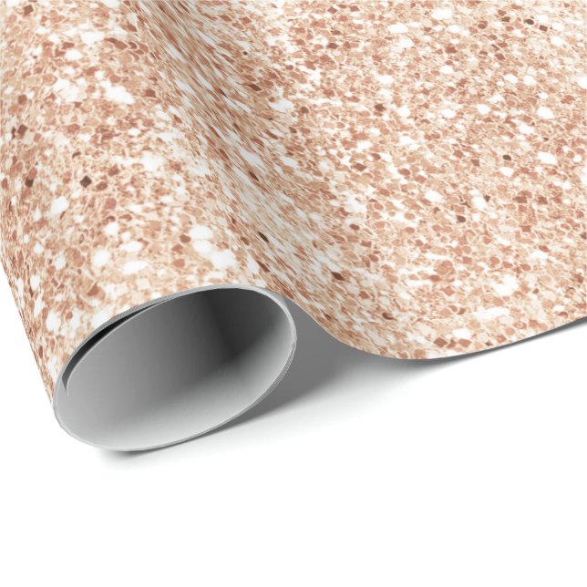 Peach Blush Gold Glitzer Geschenkpapier (Rolleneckpunkt)