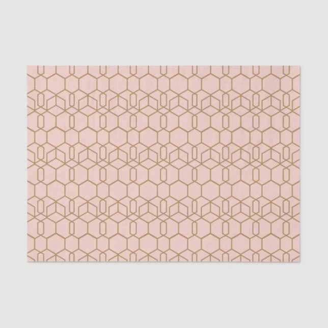 Peach Blush & Gold Modern Boho Geometric Glam Seidenpapier (Vorderseite)
