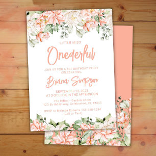 Peach Blush Ivory Floral Einmal Geburtstag Einladung