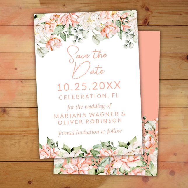 Peach Blush Ivory Save the Date Einladung (Von Creator hochgeladen)