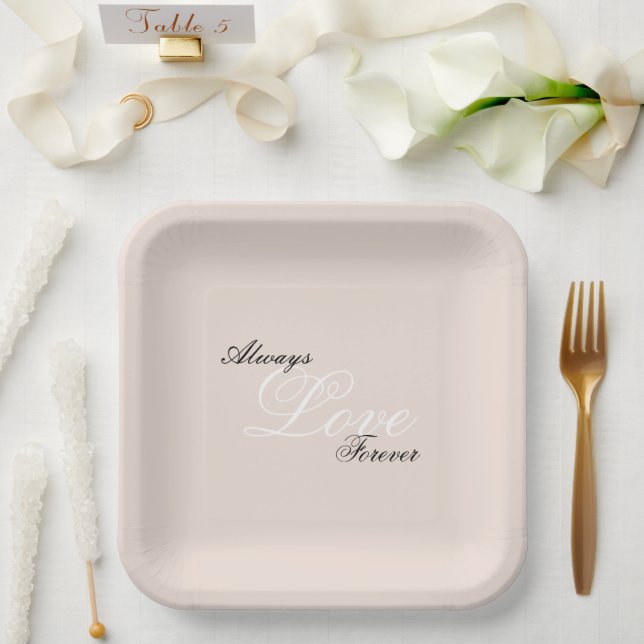 Peach Blush Liebe Immer Hochzeit Pappteller (Hochzeit)