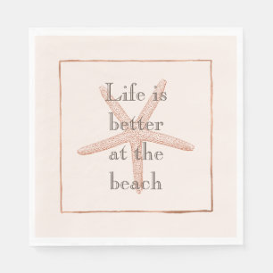 Peach Blush Orange Beach Starfish Serviette