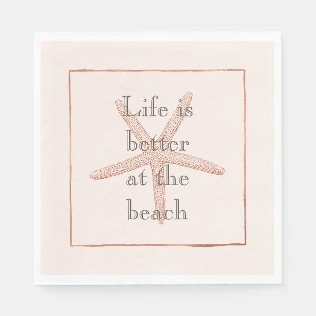 Peach Blush Orange Beach Starfish Serviette (Vorderseite)