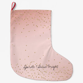 Peach Blush Pink Ombre Gold Glitzer Confetti Großer Weihnachtsstrumpf