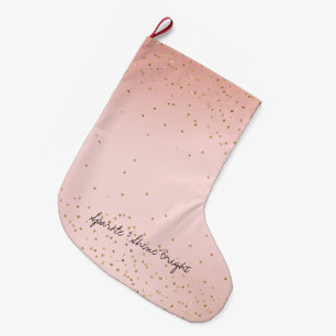 Peach Blush Pink Ombre Gold Glitzer Confetti Großer Weihnachtsstrumpf