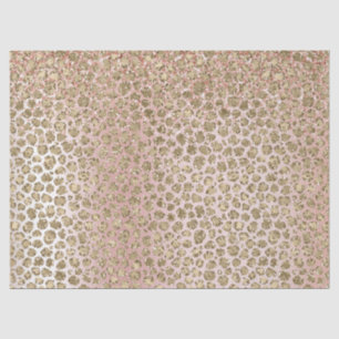 Peach Blush Rose Gold Glitzer Leopard Print Seidenpapier