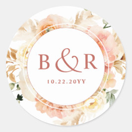 Peach Blush, Rost Orange Wedding Envelope / Gefall Runder Aufkleber