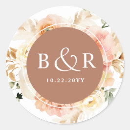 Peach Blush, Terracotta Wedding Envelope / Gefalle Runder Aufkleber