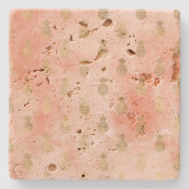 Peach Blush Tropical Gold Ananas Steinuntersetzer