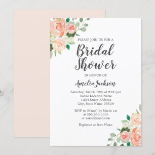 Peach Blush Wassercolor Brautparty Einladung