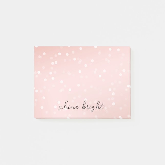 Peach Blush White Bokeh Confetti Post-it Klebezettel (Vorderseite)