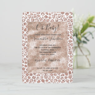 Peach Blush White Leopard Print Glitzer       Einladung
