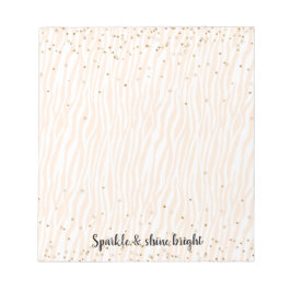 Peach Blush White Zebra Gold Confetti Sparkone Notizblock