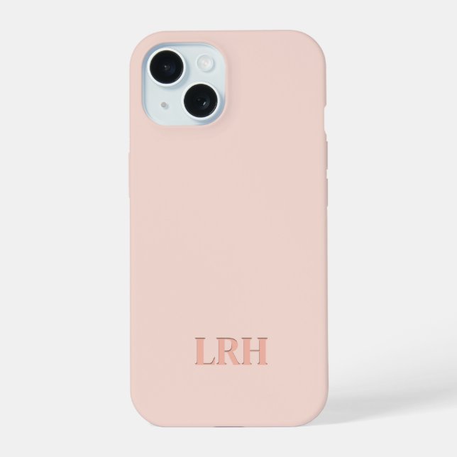 Peach Boho Double Layer Simple Initial Monogram iPhone 15 Hülle (Rückseite)