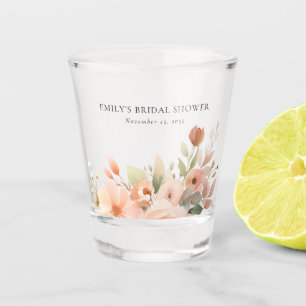 Peach Boho Floral Brautparty Schnapsglas