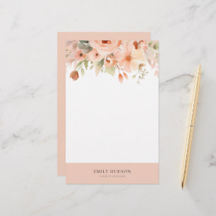 Peach Boho Floral Briefpapier
