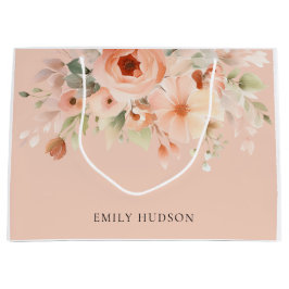 Peach Boho Floral Große Geschenktüte