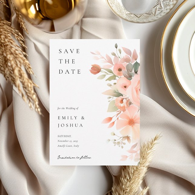 Peach Boho Floral Wedding Save The Date (Von Creator hochgeladen)